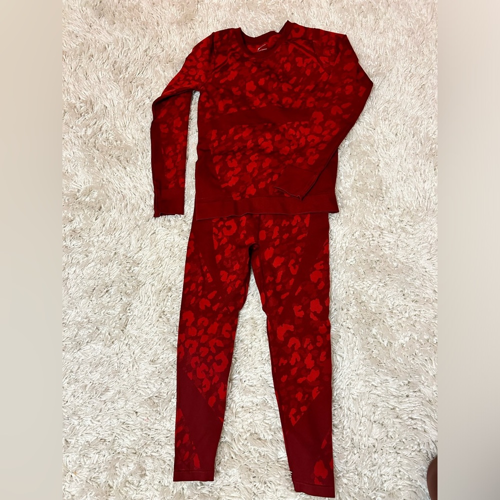 Zella Cheetah Red Top and Leggings Set